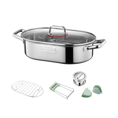 Multi-function Oval Fish Steamer Steamed Fish Pot Stainless