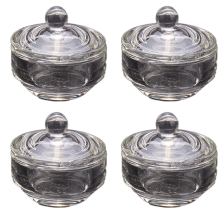 Professional Manicure Tools, Glass Nail Bowls with Special Design Lid for Easy Cleaning, Crystal Clear Glass, Ideal for Acrylic Liquid Powder Mixing,