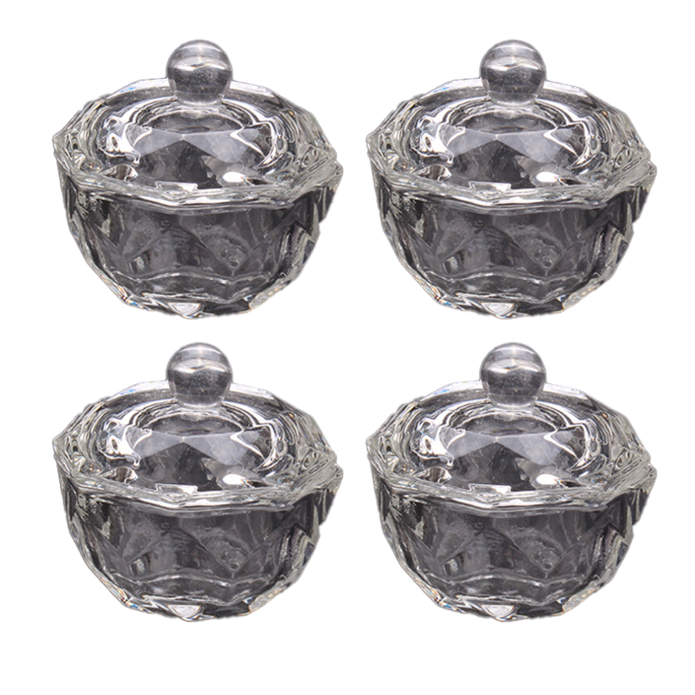 Professional Manicure Tools, Glass Nail Bowls with Special Design Lid for Easy Cleaning, Crystal Clear Glass, Ideal for Acrylic Liquid Powder Mixing,