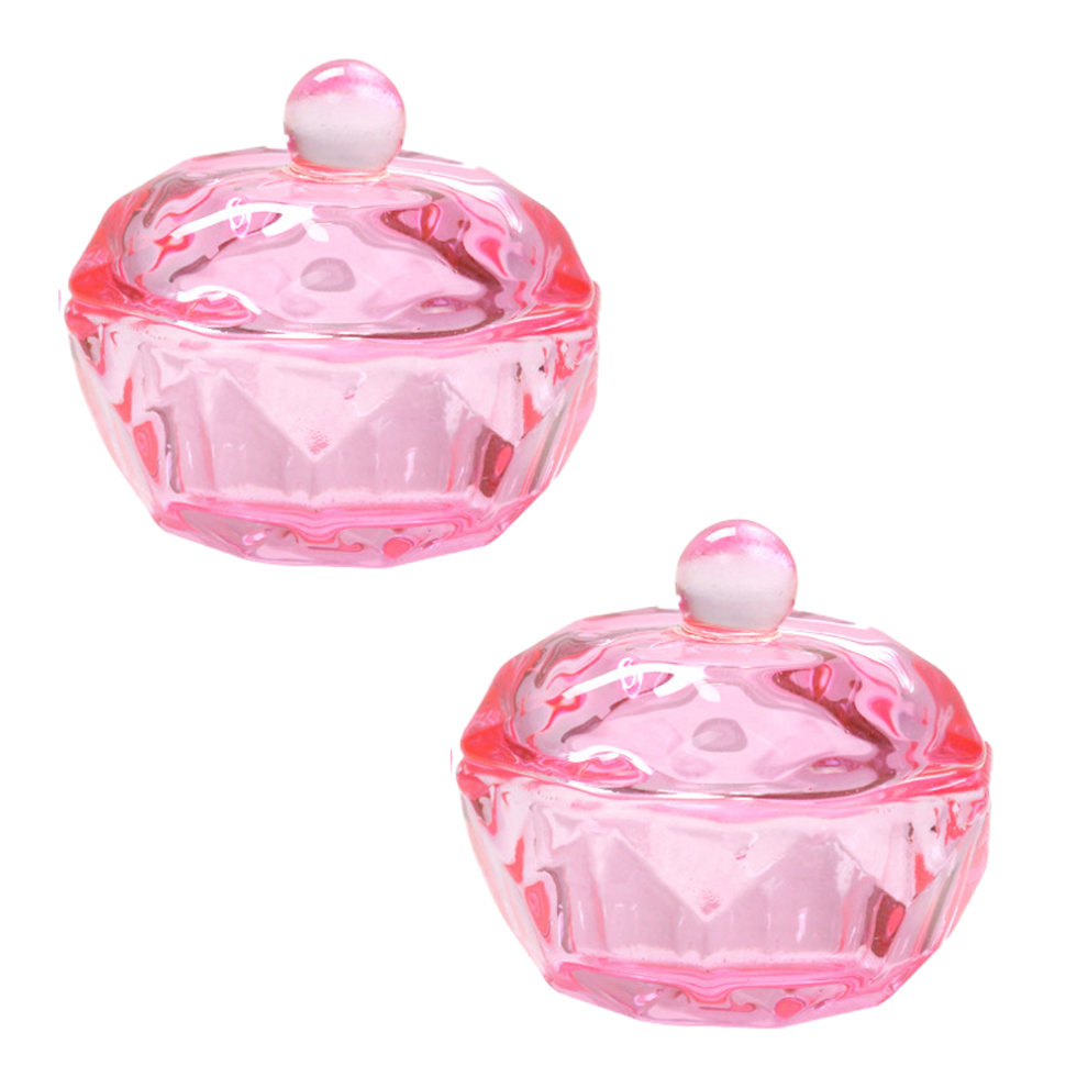 Dappen Dish for Easy Cleaning, Crystal Glass Acrylic Liquid Powder Glass Containers Manicure Cup with Lid for Professional Nail Salon Supplies