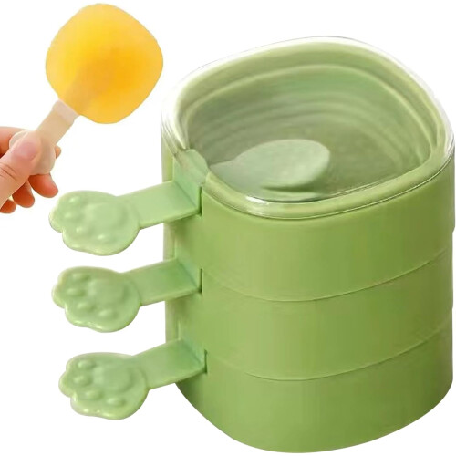 Popsicles Molds 3Layer Stackable Silicone With Sticks And Lid, BPA , Easy Demold, Reusable DIY Popsicles, Green 1