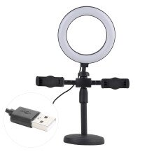 Ring Light LED com Tripé para Videoconferências, 3 Modos de Iluminação, 10 Níveis de Brilho, Temperatura de Cor Ajustável, Mandril Giratório,