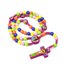 Kleurrijke kralen kruis hanger ketting voor jongen-kleur rood