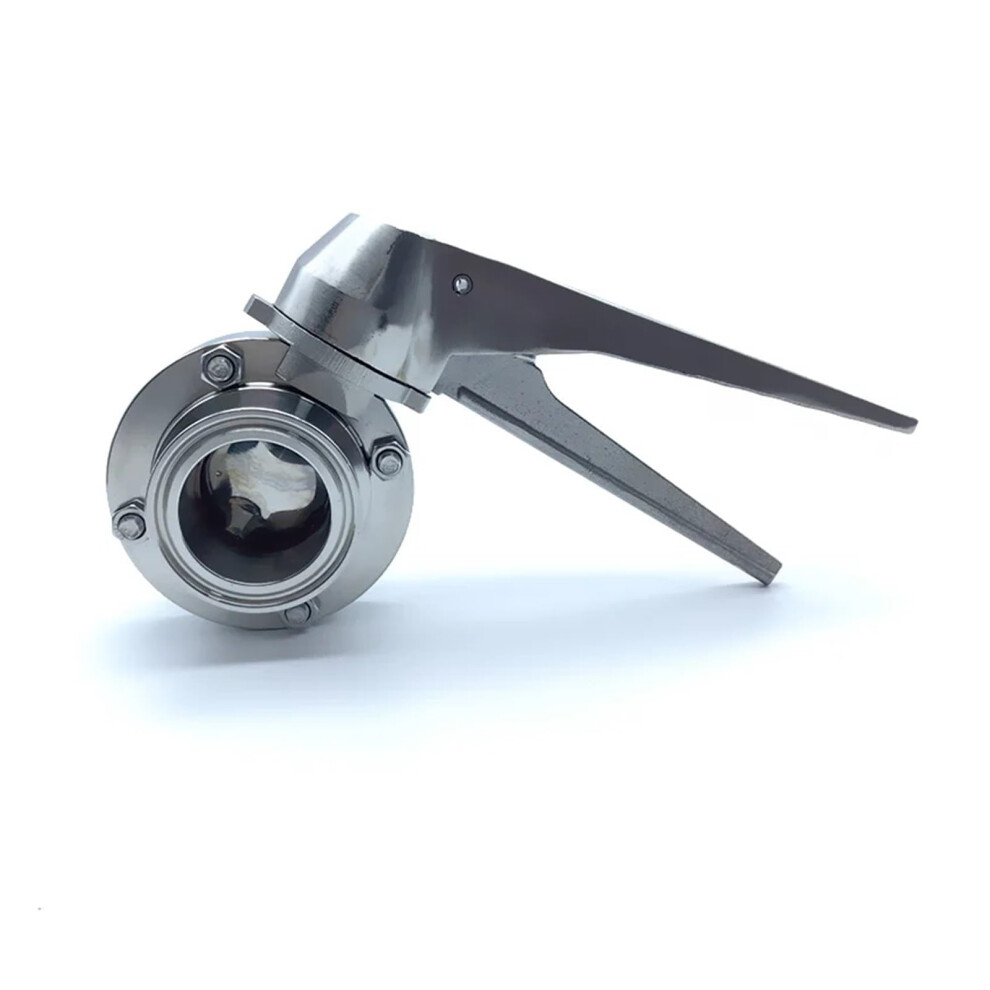 304 Stainless Steel Tri Clamp Flow Control Valve 89Mm Ferrule For 106Mm Pipe With Stainless Handle 9187378391952