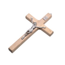 Houten kruis hanger charme ophangbare charme ornament-Houtkleur