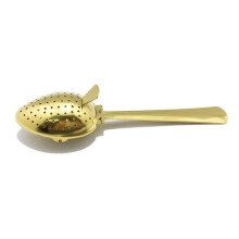 Draagbare losse thee steilere zeef Thee-ei Filterlepel-Goud