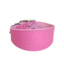 Hondenhalsband Brede leren halsband Zachte voering-L Rozerood