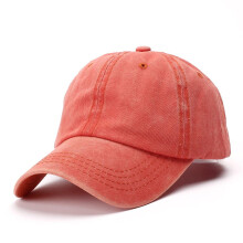 Baseball Hat Adjustable One Size Unisex Washed Children's Casual Peaked Cap Red Orange