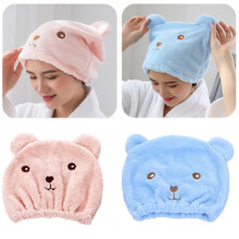 Pack of 2 Microfibre Hair Towels, Turban Children's Towel, QuickDrying, Super Absorbent for Women Girls Children A: Little Bear