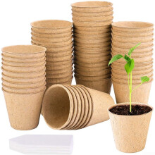 Garden Pot Paper Pulp Compostable Indoor Herbs Liners 6x6 Cm And 8x8 Cm Degradable Pack 50 And 20 Labels