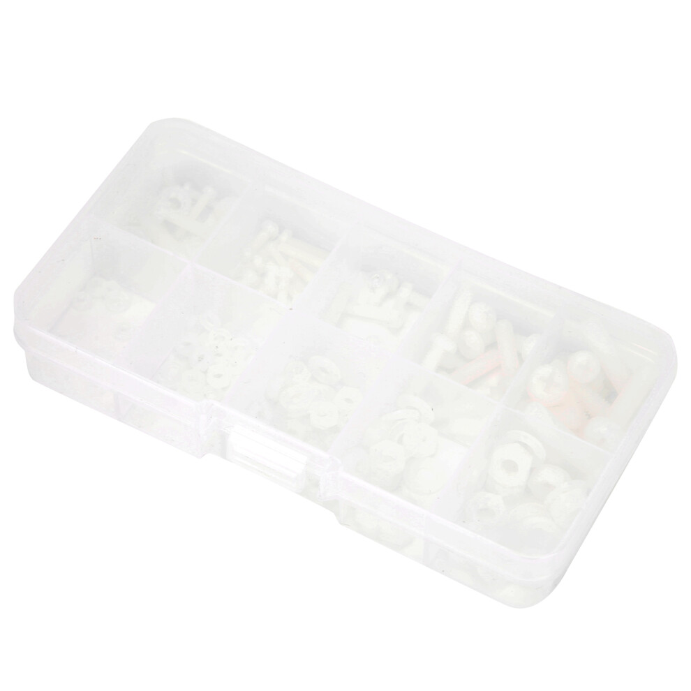 150Pcs Nylon Screw Assortment Kit M2âM5 White Washer & Nut Set 8771379130521