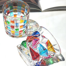 Mehrfarben bemalter Kristallglas-Wildglas, 8x9cm, 320ml