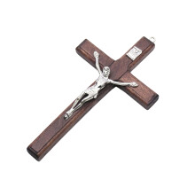 Pendentif croix en bois, breloque suspendue, décor d'église-Brun
