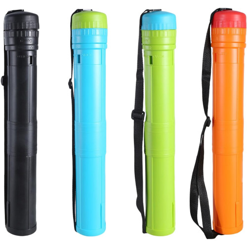 Telescoping Poster Tube - Extendable Green Art Transport Tube with Strap for Documents and Artwork Scrolls 2