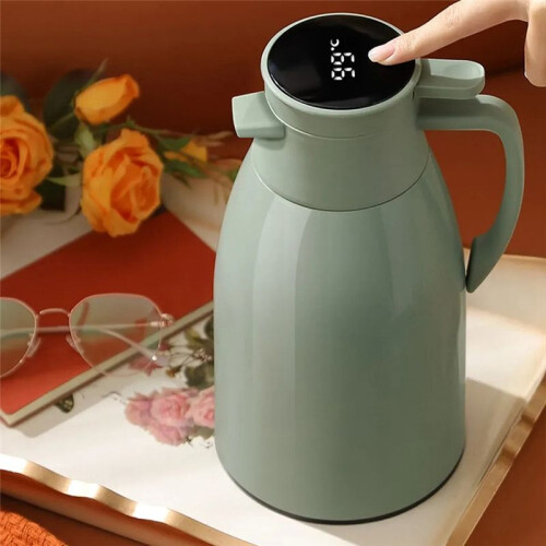 Termisk Vattenkokare för Hushåll, Digital Display, Kaffe, Termos, Glasfoder, Termosflaskor, Stor Kapacitet, Vattenflaska, Vit 1 L 1