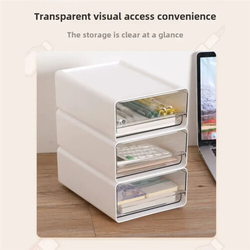 Transparent Desktop Storage Box Drawer Type Office File Storage Box Bedroom Study Stack Combination Portable Storage Box 2