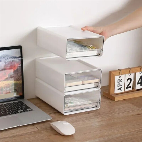 Transparent Desktop Storage Box Drawer Type Office File Storage Box Bedroom Study Stack Combination Portable Storage Box 1