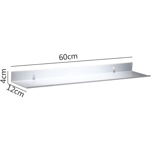 White Floating Bathroom Wall Shelf Rectangular Aluminum, 60cm, WallMounted, For Kitchen, Living Room, Hallway 1
