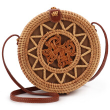 Leichte Korbtasche für Damen, handgeflochtenes Rattan-Geldbeutel-Design im Vintage-Stil mit Druckknopfverschluss und natürlichem Chic (aufwendig