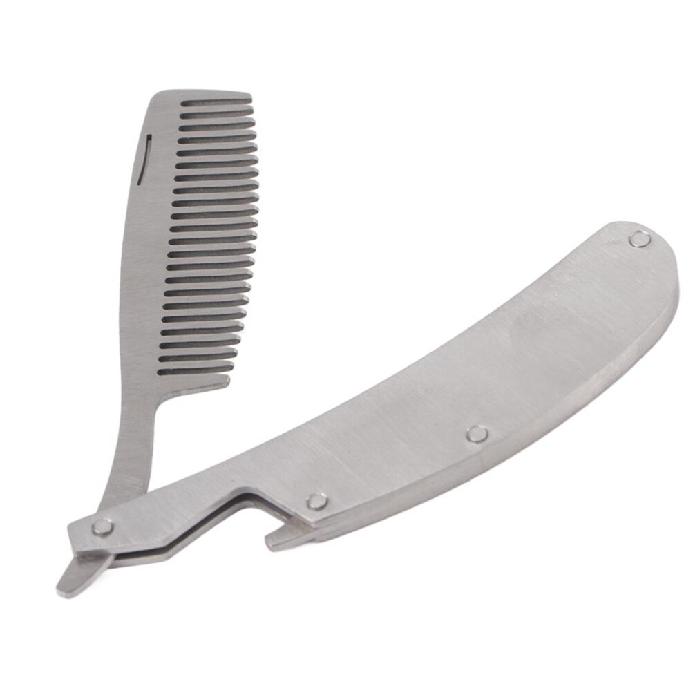 Multifunctional Folding Comb In Stainless Steel, Anti Static Pocket Comb With Bottle Opener Feature, Durable Grooming Tool For Beard And Hair
