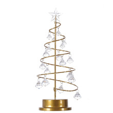 Crystal Spiral Christmas Tree With Glittering Star, Customizable Snowman Design Warm White Color, Pre-Lit Battery Operated LED String Lights for