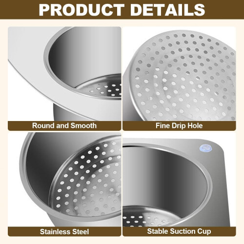 Kitchen Sink Strainer Basket 304 Stainless Steel Swan Design Triangular Corner Hanging Drain 2