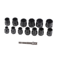 14-Piece Alloy Steel Nut & Bolt Extractor Set with Socket Adapter