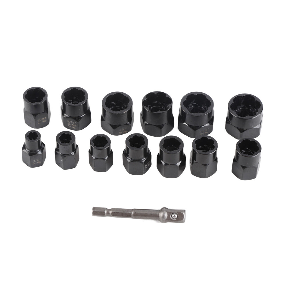 14-Piece Alloy Steel Nut & Bolt Extractor Set With Socket Adapter 4061379136222