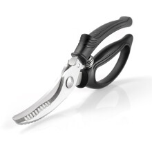Built-in Fish Scale Scraper Kitchen Shears, Stainless Steel Blades Ergonomic Non-slip Handle with Steel Compression Spring Safety Lock, Spring Loaded