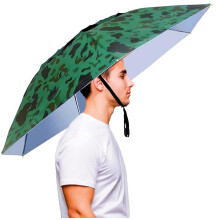 Hands Free Umbrella Hat for UV Protection, Adjustable Size Camouflage-Silver Fishing and Gardening Hat with Wind Vent