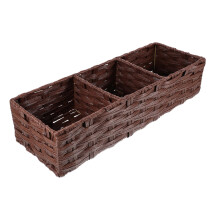 Imitation Rattan Storage Basket Desktop Organizer, Synthetic Woven Basket For Bathroom, Small Size