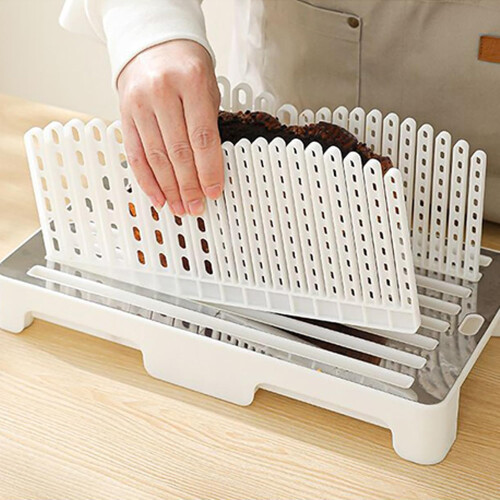 Bread Slicer Sandwich Bread Cutter Adjustable Width Guide with Foldable Crumb Tray for Kitchen 1