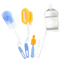5pcs Bottle Brush Set with Sponge and Straw Cleaner, 360 Deep Cleaning Baby Bottle Cleaning Kit