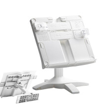 Book Stand for Reading Desk Rotating HeightAdjustable Display for Music Sheets Cookbooks Documents Laptops White