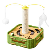 Scratch Post for Cats Vertical Scratcher with Ball Track and Toys for Home and Apartment Cat Enrichment