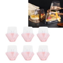 100 Stück klare PET-Dreiecks-Kuchenboxen 14x7,5 cm pink