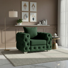 (Green, Armchair ) Ashton Plush Velvet Scatter Back Sofa Set | 2 Seater, 3 Seater, 3+2 Seater, Armchair