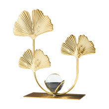 Creative Ginkgo Leaf Statue Metal Leaves Desktop Sculpture Home Ornaments Gift