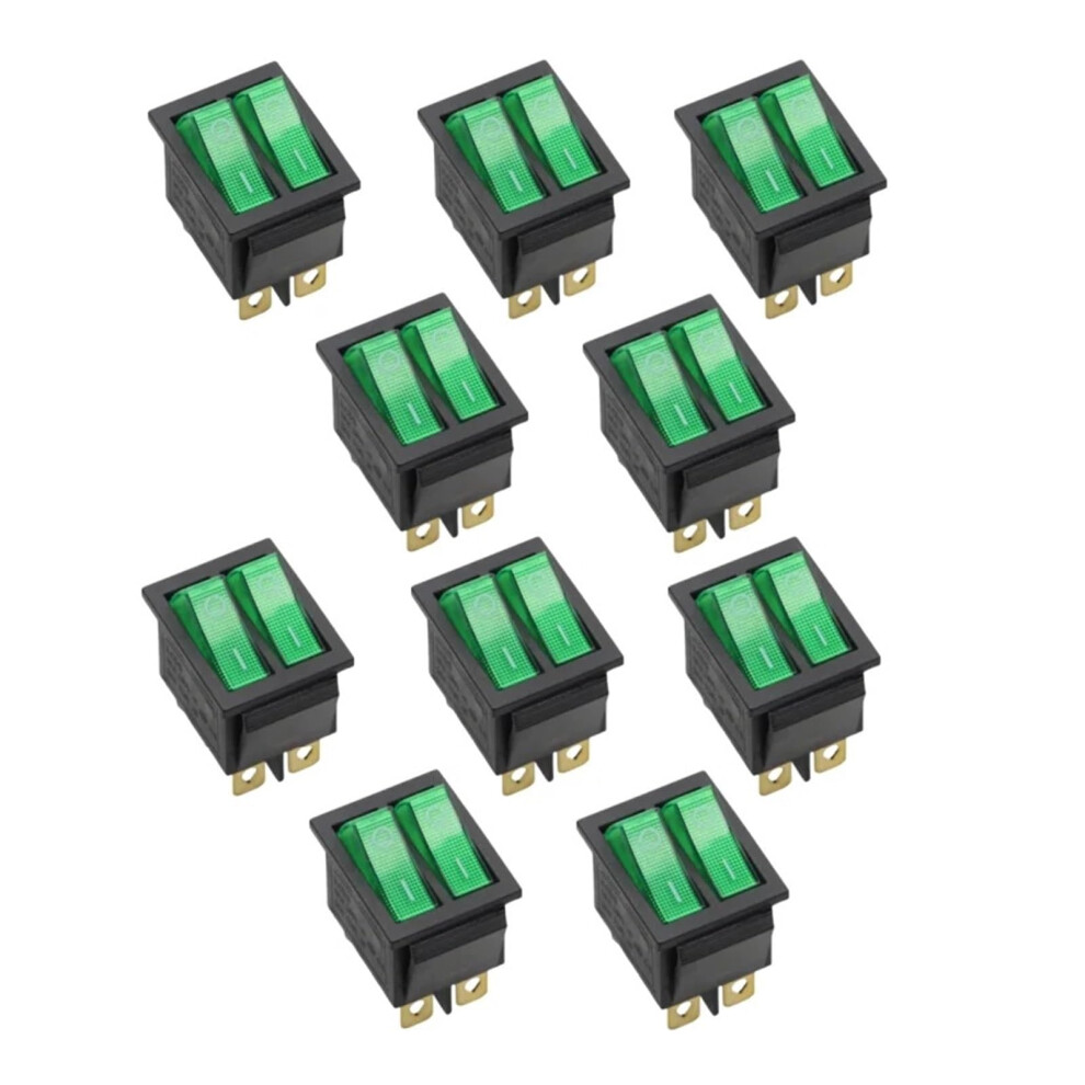 10Pcs Kcd8 Boat Rocker Switch 16A 250V Dual Indicator 2 Position Control Light/Green 9187378395936