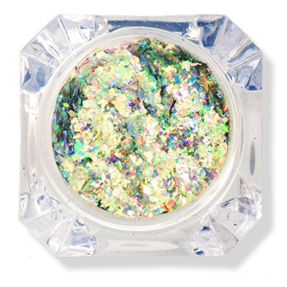 Chameleon Flakes for Artistic Nail Designs, Holographic Glitter with Sparkly Pigment Powder for DIY Manicure, Iridescent Nail Powder with Reflective