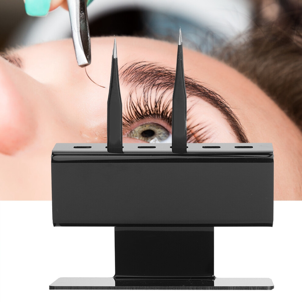 6pcs Eyelash Extension Tweezers Plastic Shelf Holders Black Stand Positions