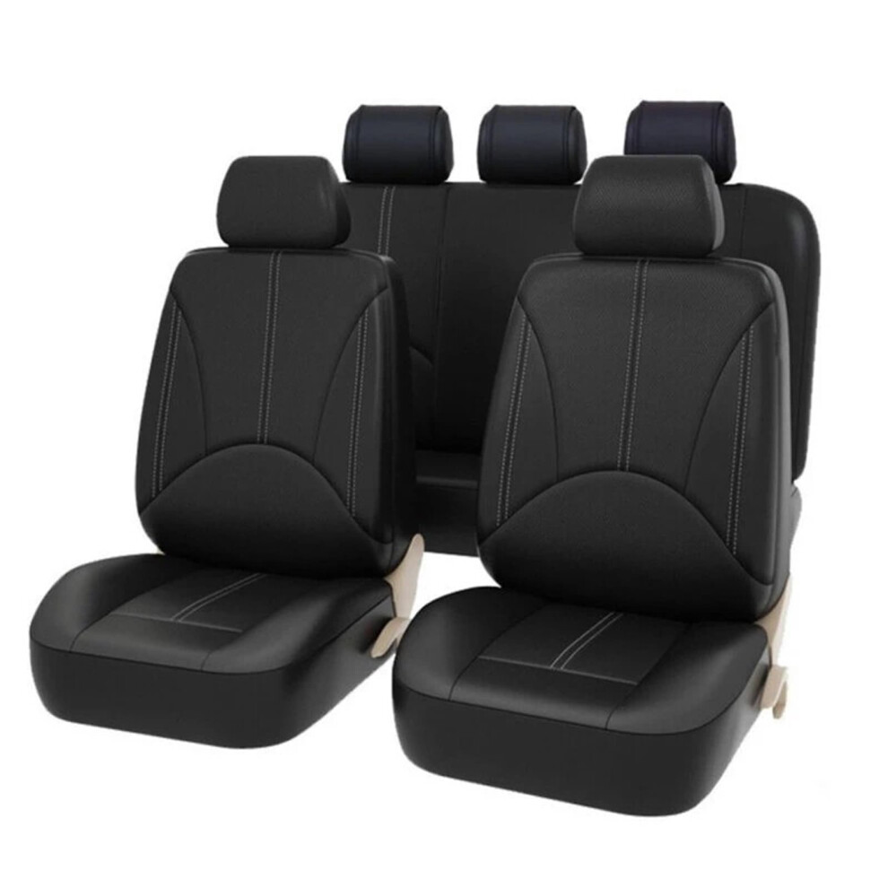 Car Seat Covers Leather Protector Universal Fit Breathable Pu Cushion Allseason Comfort Black 9187378396261