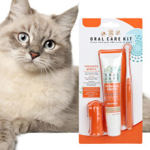 Pet Dental Care Set: Dog And Cat Toothbrush And Toothpaste, Finger Toothbrush, Bad Breath Prevention Kit, Beef Flavor