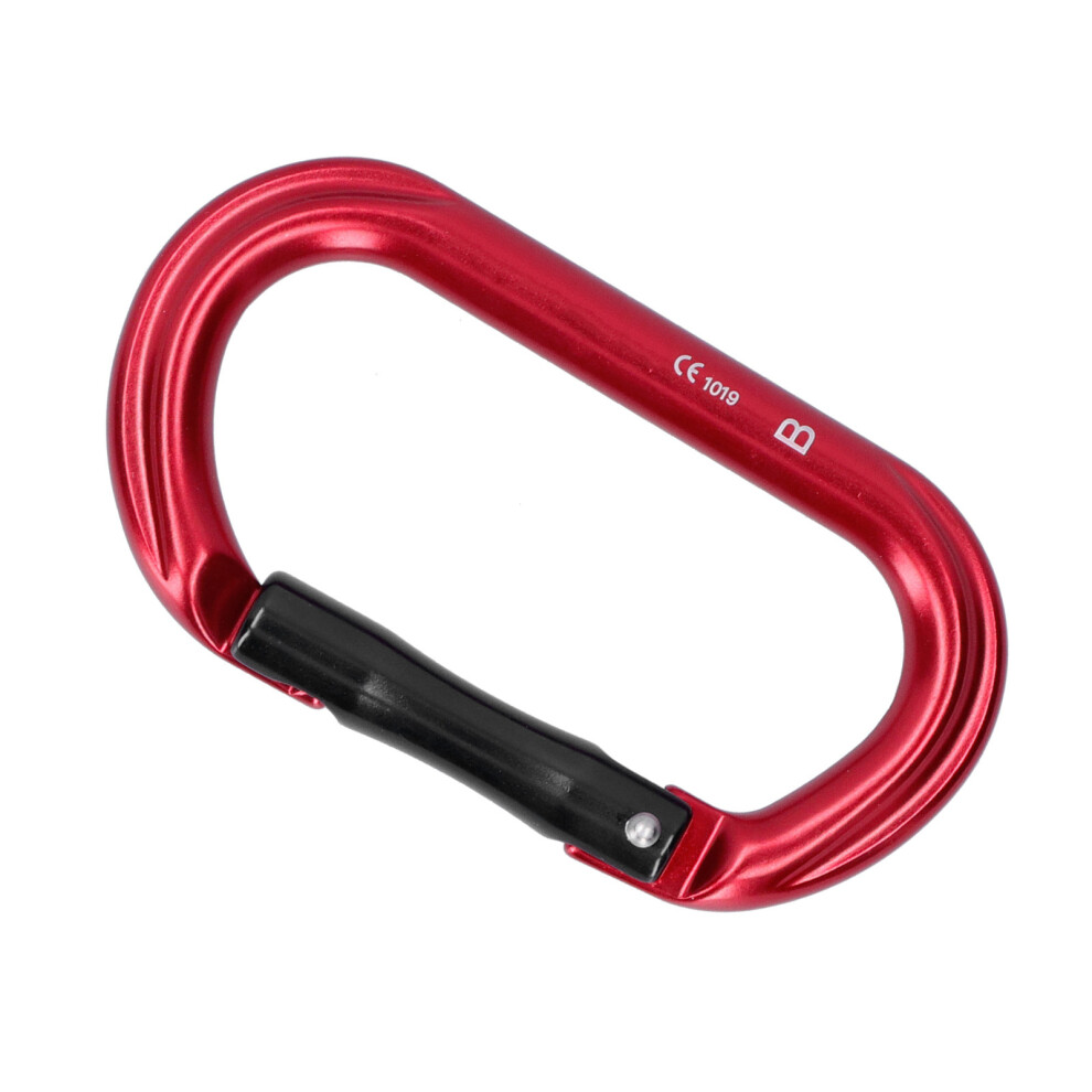 25Kn Aluminum Carabiner O-Shaped Climbing Buckle, Red & Black 4981379158362