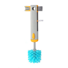 4in1 Bottle Cleaner Brush with Retractable Handle, Rotatable Cleaning Brush (Grey)