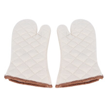 Heat Resistant Oven Mitts White 17x38cm Heatproof Cooking Gloves