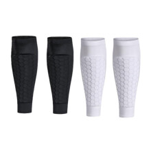 Shin Guards MultiSport 2 Pair Calf Compression Sleeve With Honeycomb Pads, Lightweight Soccer Shin Pads, Size M