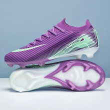 (Purple FG, 40) New Men Outdoor Football Boots Soccer Shoes Cleats Match Training TF/FG Grass Ankle Long Spikes Sport
