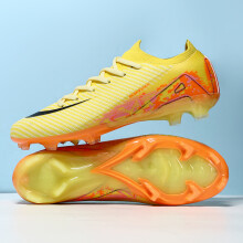 (Yellow FG, 42) New Men Outdoor Football Boots Soccer Shoes Cleats Match Training TF/FG Grass Ankle Long Spikes Sport