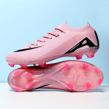 (Pink FG, 37) New Men Outdoor Football Boots Soccer Shoes Cleats Match Training TF/FG Grass Ankle Long Spikes Sport